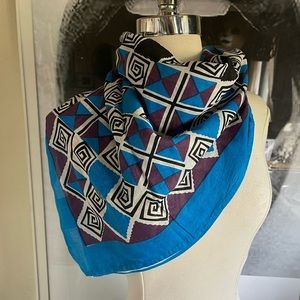 Vintage naaz creations 100% cotton bandana square blue scarf